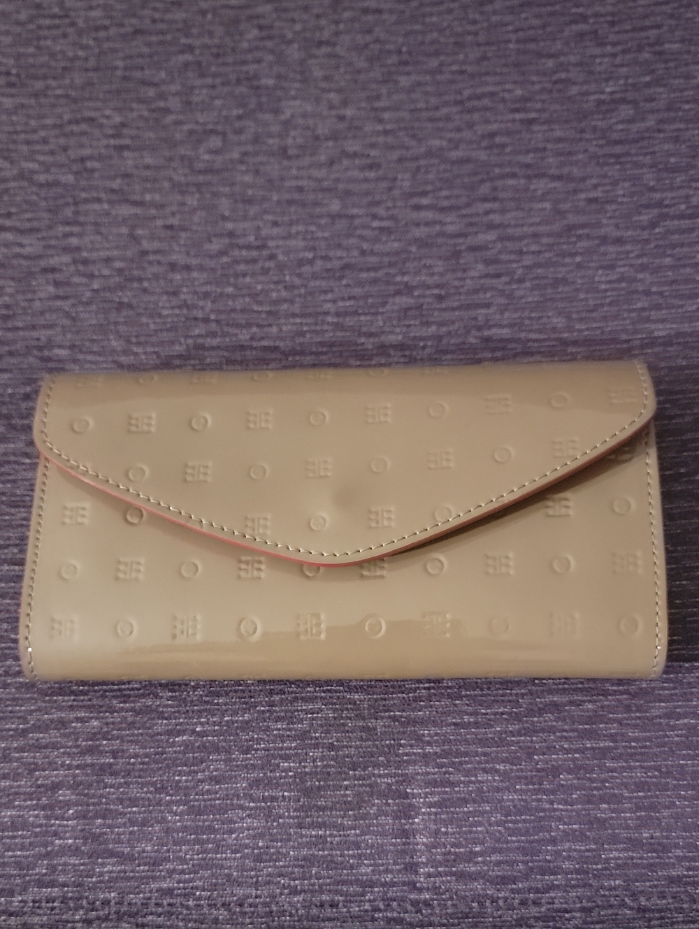 Arcadia Beige Patent Envelope Clutch Wallet